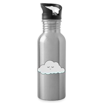 Schlaf Wolke mit Wimpern - Trinkflasche mit integriertem Trinkhalm - Lightsilver - Rechts