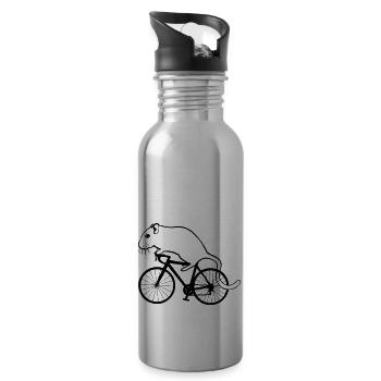 Rennmaus auf Rennrad - Trinkflasche mit integriertem Trinkhalm - Lightsilver - Rechts
