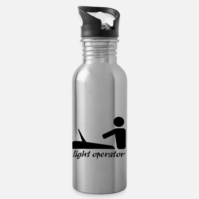 lightoperator_text - Trinkflasche mit integriertem Trinkhalm - Lightsilver