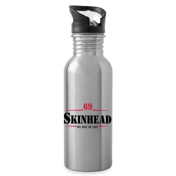 2 colors - Skinhead My Way of Life Skinheads - Water bottle with straw - silver - Right
