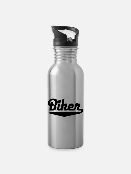Biker - Trinkflasche mit integriertem Trinkhalm - Lightsilver