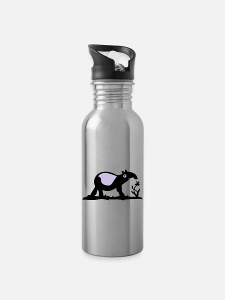 Tapir - Water bottle with straw - silver