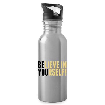 believe in yourself - be you - Water bottle with straw - silver - Right