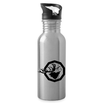hunting logo deer - Water bottle with straw - silver - Right