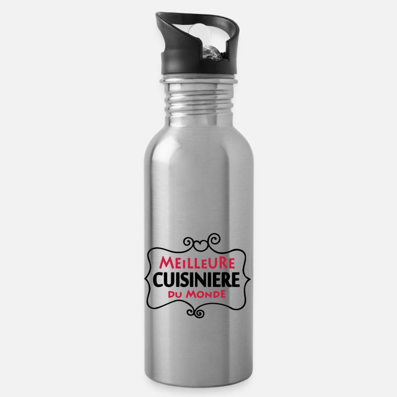 Meilleure CUISINIERE du monde (2c) - Gourde avec paille intégrée - argent clair