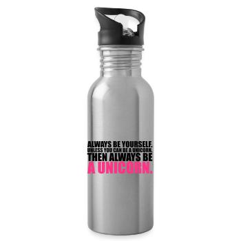 always be yourself unicorn funny - Trinkflasche mit integriertem Trinkhalm - Lightsilver - Rechts