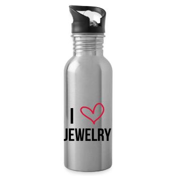 Juwelier / Schmuck / Goldschmied / Diamant / Ring - Trinkflasche mit integriertem Trinkhalm - Lightsilver - Rechts
