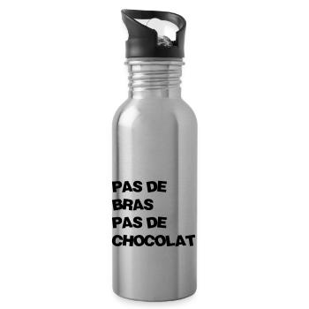 Pas de bras Pas de chocolat / Humour / Drôle / Fun - Gourde avec paille intégrée - argent clair - Droite
