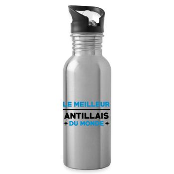 Antilles / Antillais / Antillaise / Martinique - Gourde avec paille intégrée - argent clair - Droite