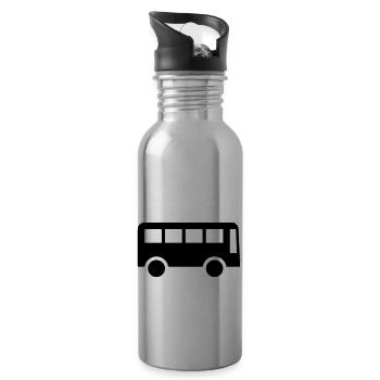 Bus, Car, Vehicel, Travel - Trinkflasche mit integriertem Trinkhalm - Lightsilver - Rechts
