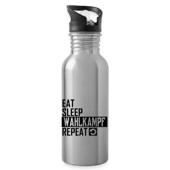 eat sleep wahlkampf repeat - Trinkflasche mit integriertem Trinkhalm - Lightsilver - Rechts