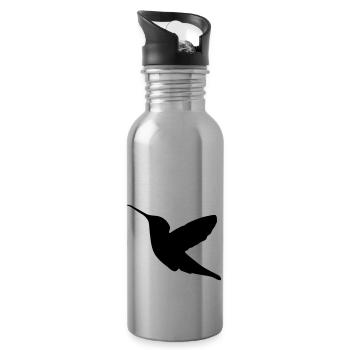 kolibri bird - Trinkflasche mit integriertem Trinkhalm - Lightsilver - Rechts