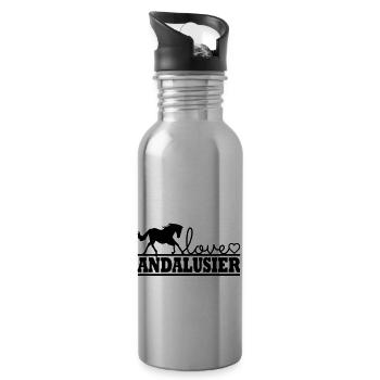 Andalusian horse - Water bottle with straw - silver - Right
