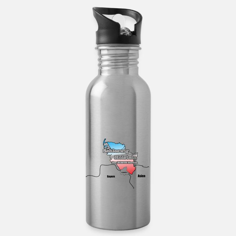Schleswig Holstein - Der echte Norden - Trinkflasche mit integriertem Trinkhalm - Lightsilver