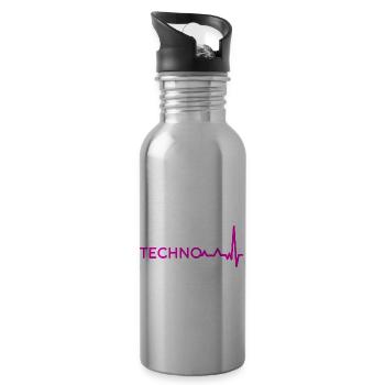 Techno Musik Dance Club Electronic Underground Rav - Trinkflasche mit integriertem Trinkhalm - Lightsilver - Rechts