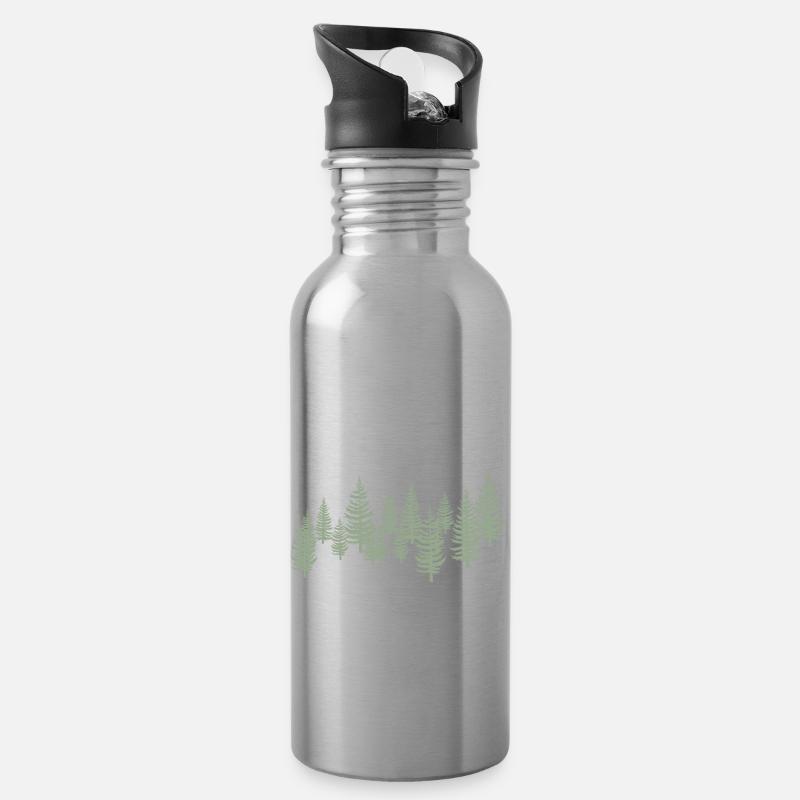 Tree Trees - Forest - Water bottle with straw - silver