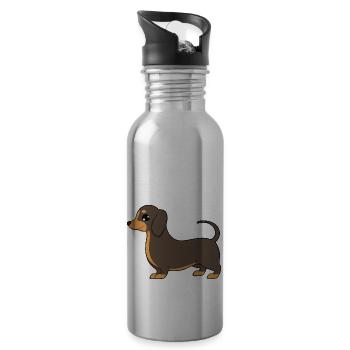 Dackel - Trinkflasche mit integriertem Trinkhalm - Lightsilver - Rechts