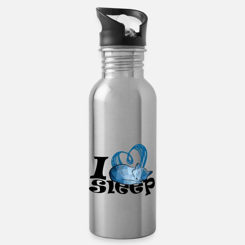 Ich liebe es, zu schlafen. - Trinkflasche mit integriertem Trinkhalm - Lightsilver