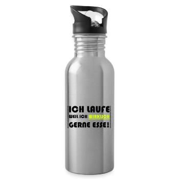 Laufen + Essen <3 - Trinkflasche mit integriertem Trinkhalm - Lightsilver - Rechts