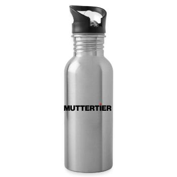 Muttertier - mit Farbwahl - Trinkflasche mit integriertem Trinkhalm - Lightsilver - Rechts