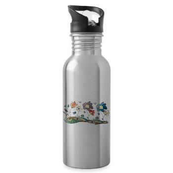 Blumen - Trinkflasche mit integriertem Trinkhalm - Lightsilver - Rechts