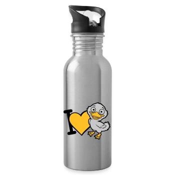 I Love Ducklings Comic - Water bottle with straw - silver - Right