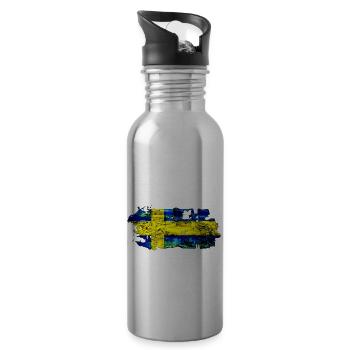 Sweden Sweden Viking Nordic Scandinavia Midsummer - Water bottle with straw - silver - Right