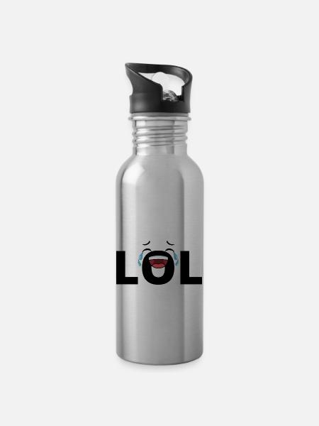 lol - Trinkflasche mit integriertem Trinkhalm - Lightsilver