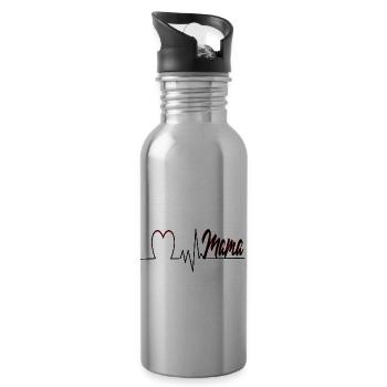 Favorite Mom Best Mom Heartline Love You - Water bottle with straw - silver - Right
