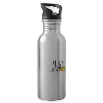 Gabelstaplerbediener und Gabelstaplerfahrer - Trinkflasche mit integriertem Trinkhalm - Lightsilver - Rechts