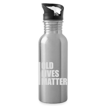 old lives matter quote - Water bottle with straw - silver - Right