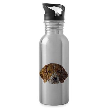 Beagle Face - Water bottle with straw - silver - Right
