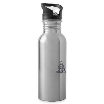 Buddha Yoga Herzschlag Hinduismus Meditation - Trinkflasche mit integriertem Trinkhalm - Lightsilver - Rechts