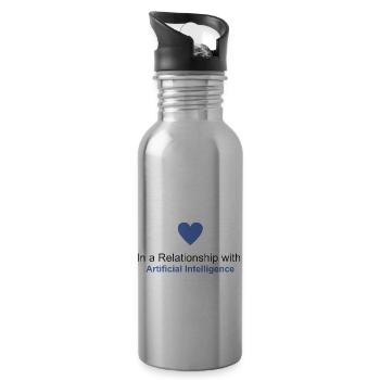 In a relationship with Artificial Intelligence - Water bottle with straw - silver - Right