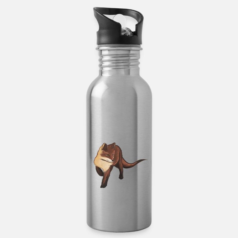 Bébé renard - Gourde avec paille intégrée - argent clair