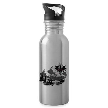 Tyrolean eagle with mountains, loyalty to the state of Tyrol - Water bottle with straw - silver - Right