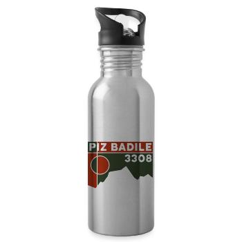 Piz Badile Nordgrat Bergführer Besteigung Souvenir - Trinkflasche mit integriertem Trinkhalm - Lightsilver - Rechts