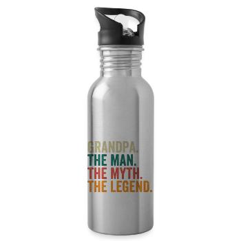 Grandpa The Man The Myth The Legend - Trinkflasche mit integriertem Trinkhalm - Lightsilver - Rechts