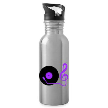 Musik Notenschlüssel Note Mischpult Party Vinyl - Trinkflasche mit integriertem Trinkhalm - Lightsilver - Rechts