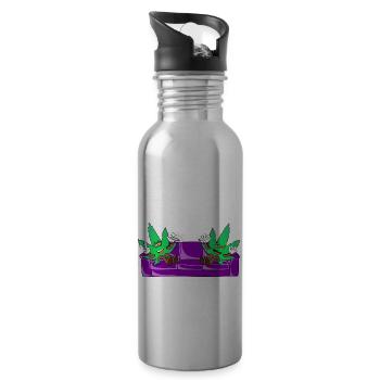 Die Blooms - Weed Cannabis Stoned Couch Chiller - Trinkflasche mit integriertem Trinkhalm - Lightsilver - Rechts