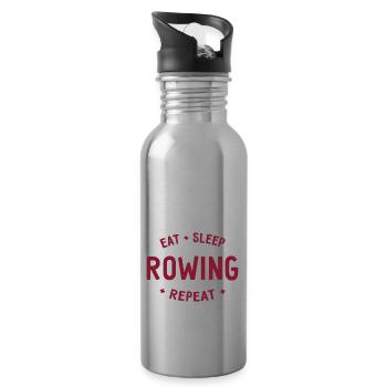 Eat Sleep Rowing Repeat - Rowing - Rowers - Water bottle with straw - silver - Right