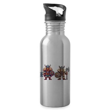 Wikinger Comic - Trinkflasche mit integriertem Trinkhalm - Lightsilver - Rechts