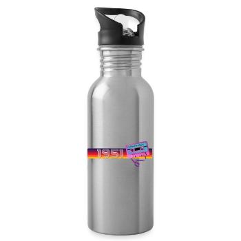 Retro Vintage 1951 Nostalgic Birthday Men Women - Water bottle with straw - silver - Right