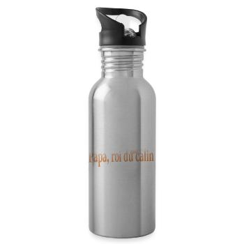 Daddy Santa Papuan Humor Joke Gift - Water bottle with straw - silver - Right