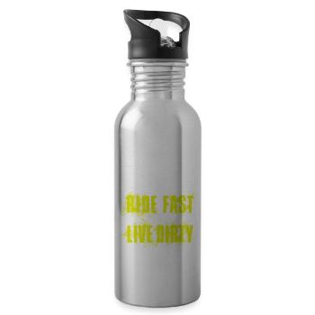 RIDE FAST LIVE DIRTY – MOUNTAIN BIKE - MOTOCROSS - Water bottle with straw - silver - Right