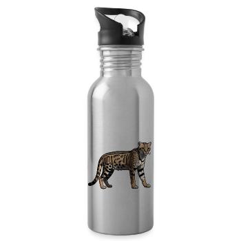 Cheetah - Cute Wildcat Motive - Trinkflasche mit integriertem Trinkhalm - Lightsilver - Rechts