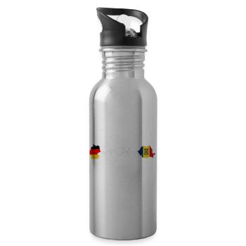 Heartbeat of Germany and Romania - Water bottle with straw - silver - Right