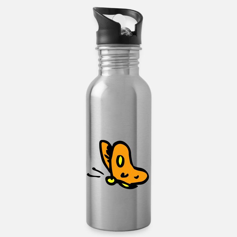 Schmetterling - Water bottle with straw - silver