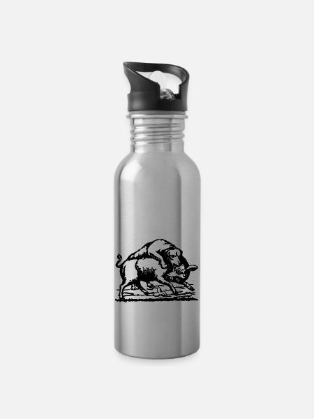 Schafkopf_High - Trinkflasche mit integriertem Trinkhalm - Lightsilver