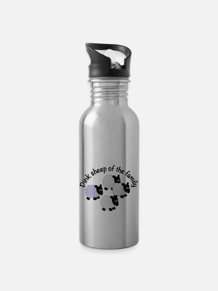 Pink sheep of the family - Water bottle with straw - silver